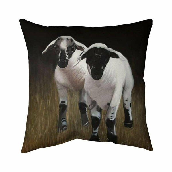 Begin Home Decor 26 x 26 in. Two Lambs-Double Sided Print Indoor Pillow 5541-2626-AN508